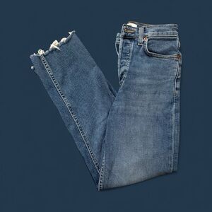 Re/Done Classic Denim Jeans Distressed Hem Vintage Wash Size 24